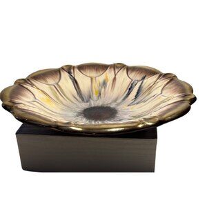 German Ceramic Decorative Bowl Floral Design & Gold Accents 13" Model #576 Vtg